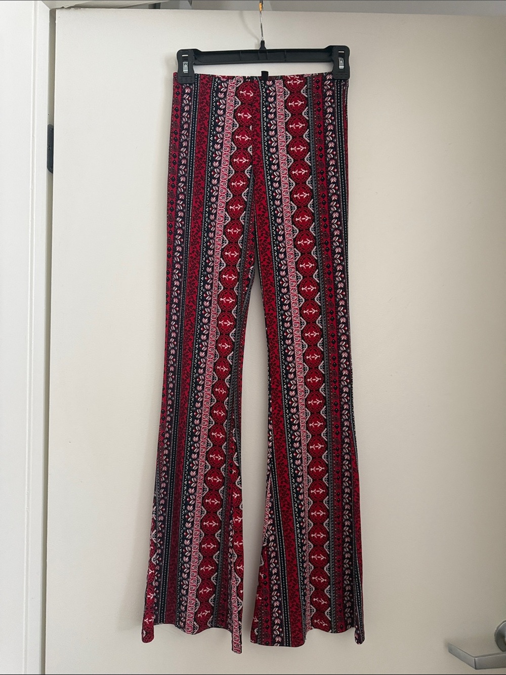 H&M Red Patterned Flare Pants